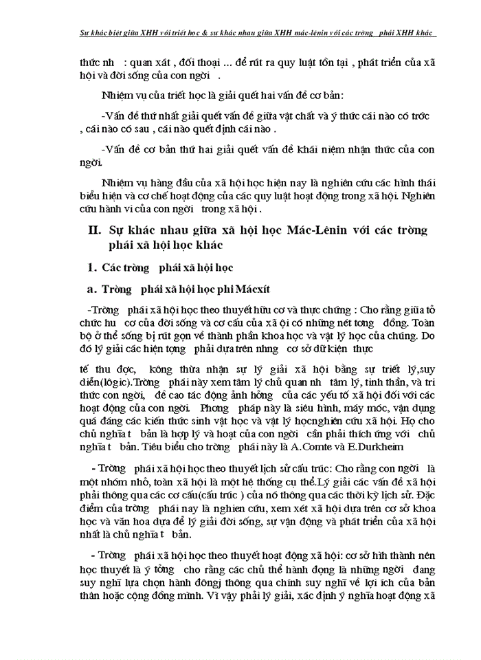 image for page Sự khác biệt giữa XHH với triết học & sự khác nhau giữa XHH mác-lênin với các trường phái XHH khác