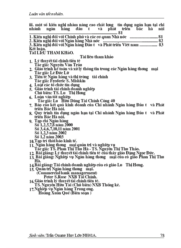 image for page Một số giải pháp nhằm nâng cao chất lượng tín dụng ngắn hạn tại Chi nhánh Ngân hàng Đầu tư & Phát triển Bắc Hà nội