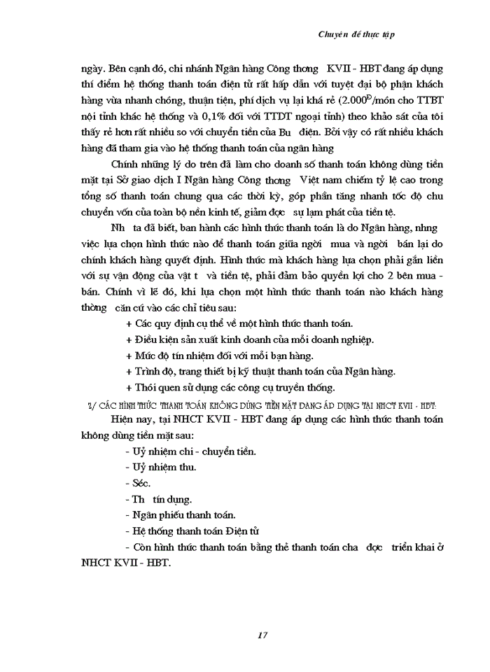 image for page Một số kiến nghị nhằm nâng cao chất lượng thanh toán không dùng tiền mặt tại chi nhánh  ngân hàng Công thương KVII - HBT - HN