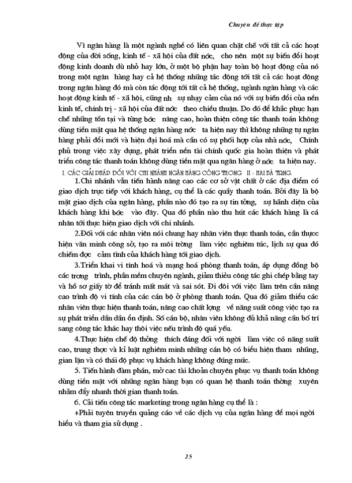 image for page Một số kiến nghị nhằm nâng cao chất lượng thanh toán không dùng tiền mặt tại chi nhánh  ngân hàng Công thương KVII - HBT - HN