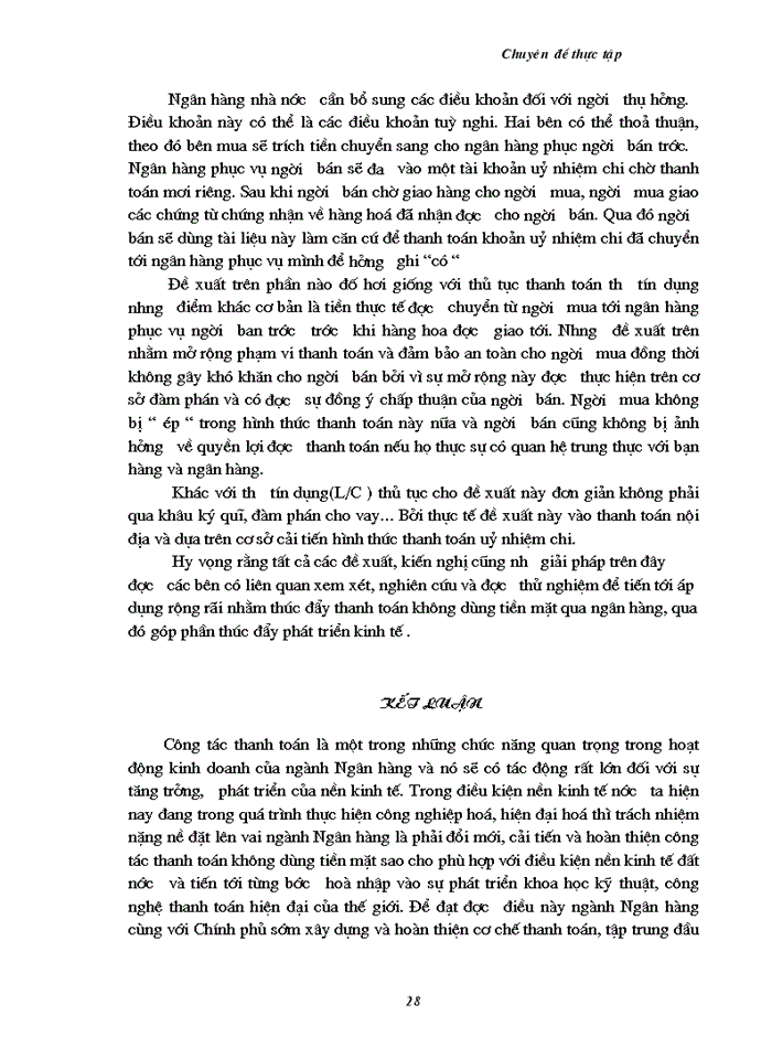 image for page Một số kiến nghị nhằm nâng cao chất lượng thanh toán không dùng tiền mặt tại chi nhánh  ngân hàng Công thương KVII - HBT - HN