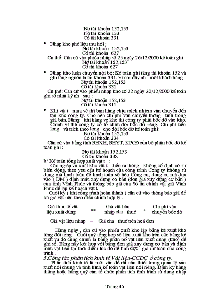 image for page Hạch toán kế toán nguyên vật liệu, công cụ dụng cụ ở Công ty Công Trình Giao Thông Vĩnh Phúc