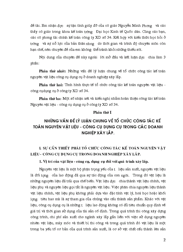 image for page Tổ chức công tác kế toán nguyên vật liệu, công cụ dụng cụ ở công ty xây dựng số 34