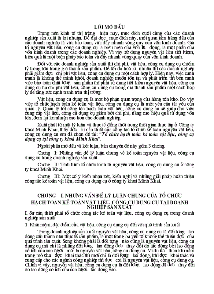 image for page Tổ chức hạch toán kế toán vật liệu, công cụ dụng cụ tại công ty khoá Minh Khai