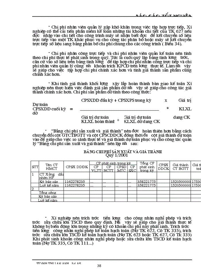 image for page Nhận xét và đóng góp ý kiến về công tác kế toán chi phí sản xuất và tính giá thành sản phẩm ở Xí nghiệp xây dựng số 2- Công ty thiết kế xây dựng dầu khí
