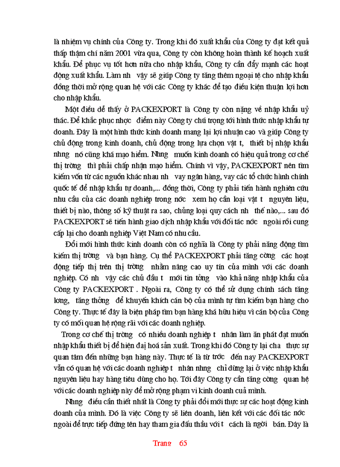 image for page Thực trạng và một số giải pháp hoàn thiện hoạt động nhập khẩu ở Công ty XNK và kỹ thuật bao bì