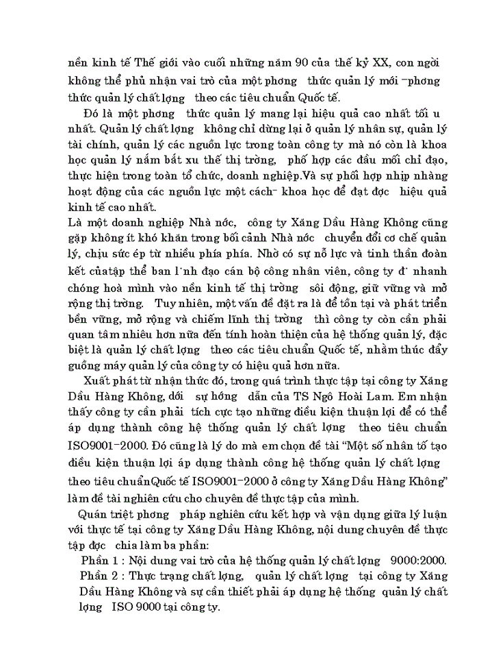 image for page Tạo điều kiện thuận lợi áp dụng thành công hệ thống quản lý chất lượng theo tiêu chuẩnQuốc tế ISO90012000 ở công ty Xăng Dầu Hàng Không
