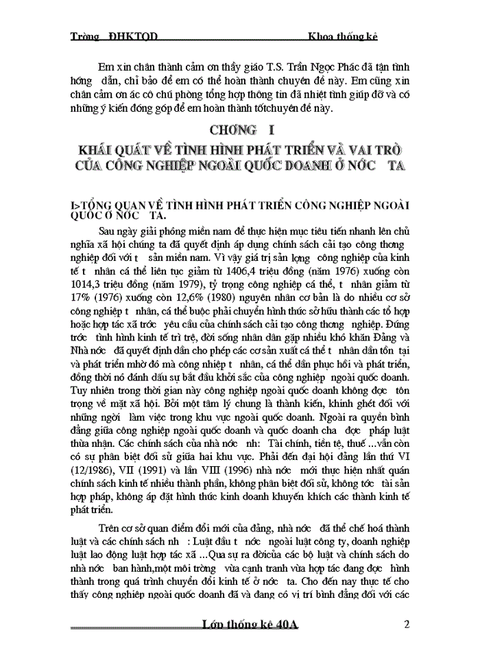 Nghiên cứu thống kê về tình hình phát triển công nghiệp ngoài quốc doanh ở nước ta giai đoạn 1996-2000