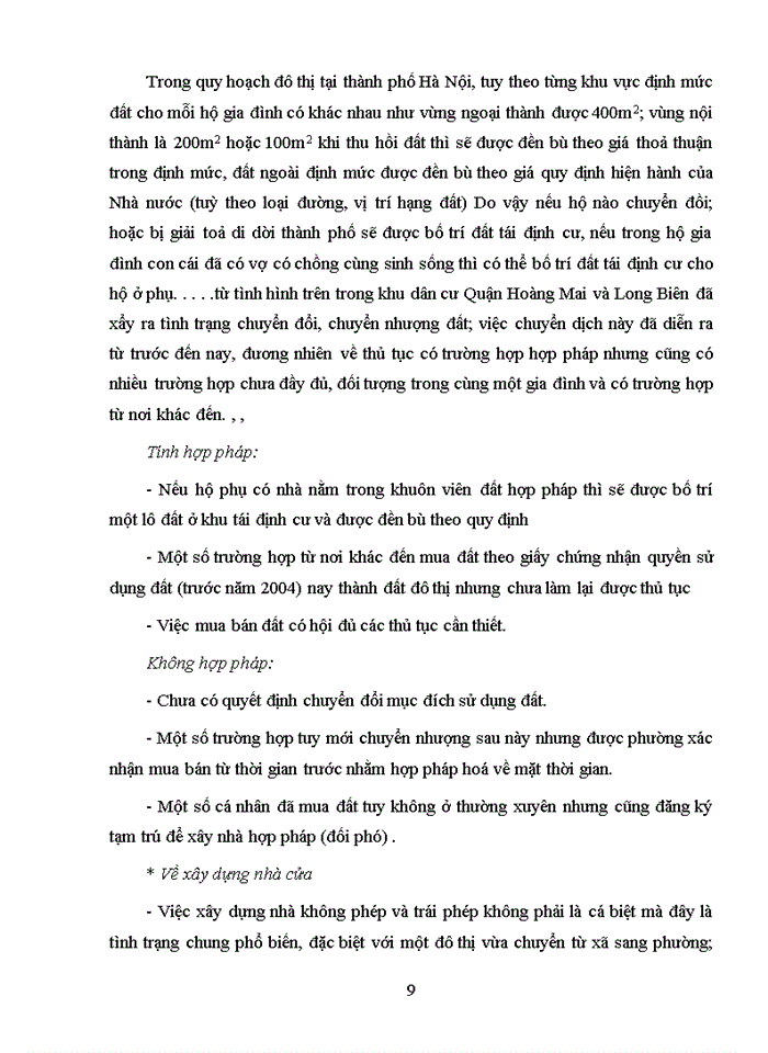 image for page Tình hình xây dựng nhà trái phép và chuyển nhượng đất đai tại thành phố HÀ NỘI