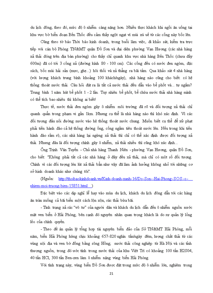 image for page Đánh giá thực trạng bảo vệ môi trường du lịch ở ĐỒ SƠN – HẢI PHÒNG