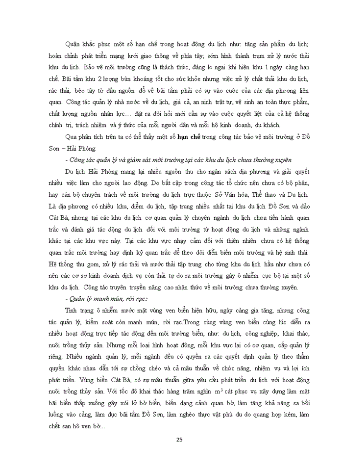 image for page Đánh giá thực trạng bảo vệ môi trường du lịch ở ĐỒ SƠN – HẢI PHÒNG