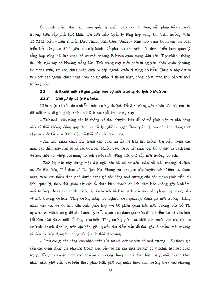 image for page Đánh giá thực trạng bảo vệ môi trường du lịch ở ĐỒ SƠN – HẢI PHÒNG