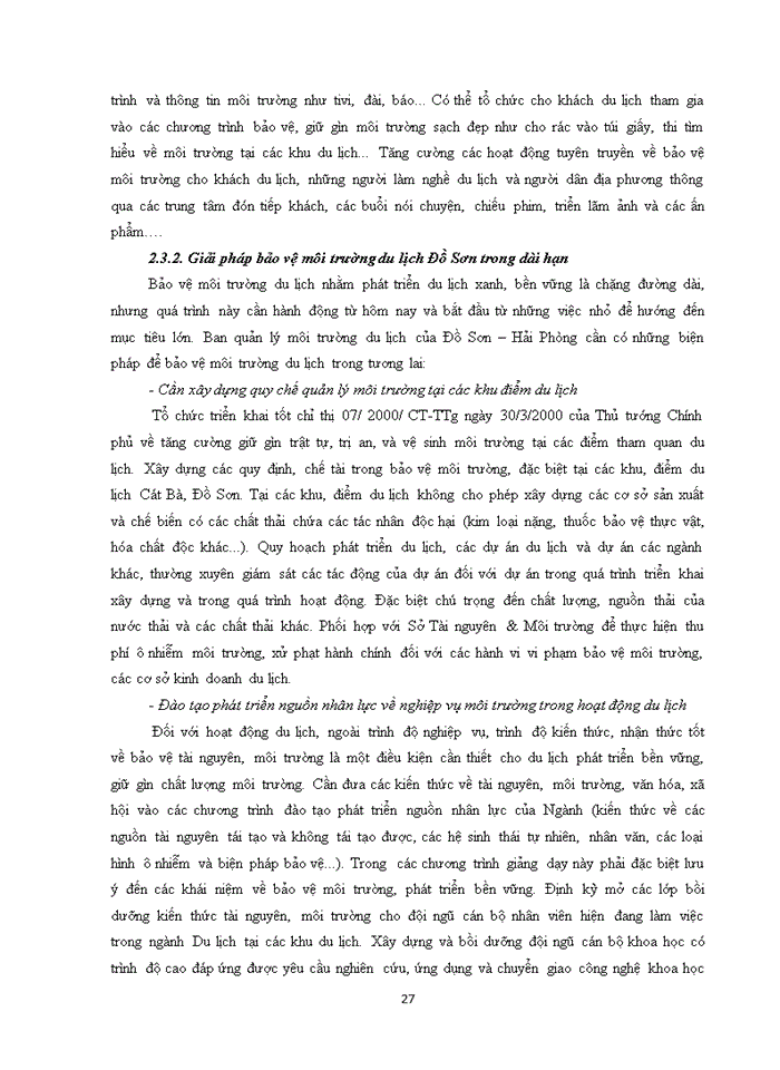 image for page Đánh giá thực trạng bảo vệ môi trường du lịch ở ĐỒ SƠN – HẢI PHÒNG