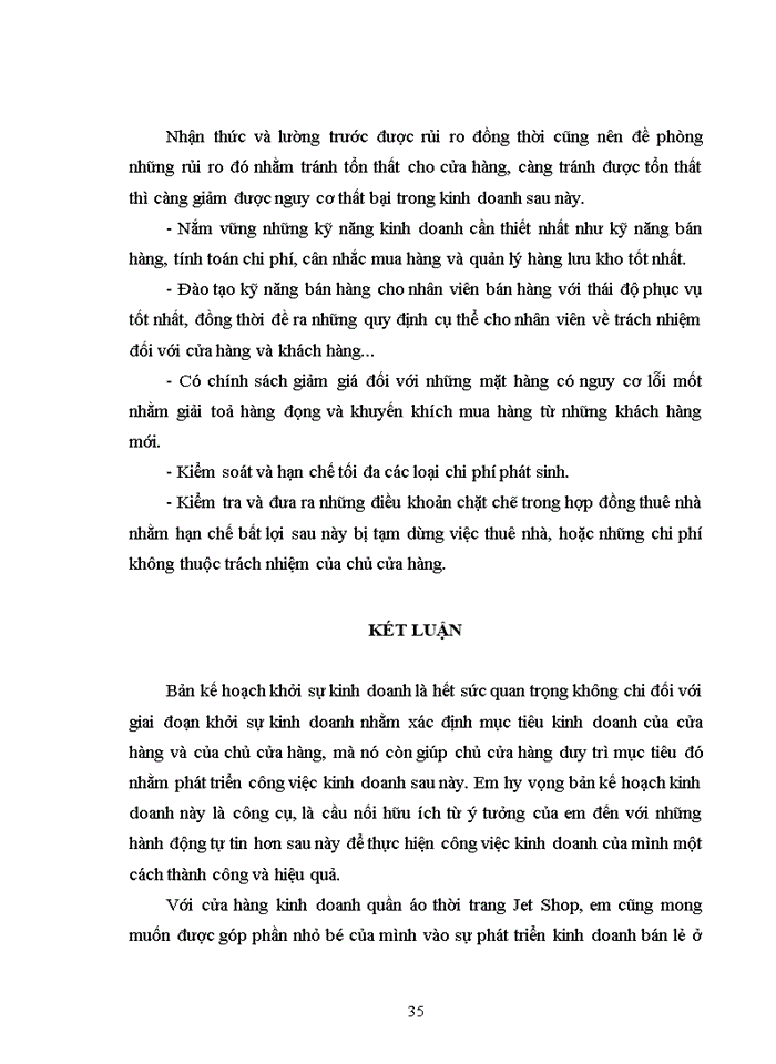 image for page Kế hoạch khởi sự kinh doanh: Thành lập cửa hàng quần áo thời trang nữ Jet Shop