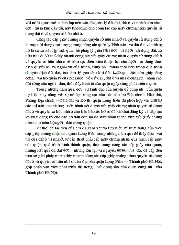 image for page Thực trạng và giải pháp nhằm đẩy nhanh công tác cấp giấy chứng nhận quyền sử dụng đất ở và quyền sở hữu nhà ở trên địa bàn quận Long Biên của TP. Hà Nội