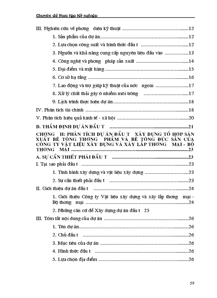 image for page Phân tích dự án đầu tư xây dựng tổ hợp sản xuất bê tông thương phẩm và bê tông đúc sẵn của Công ty vật liệu xây dựng và xây lắp thương mại - Bộ thương mại