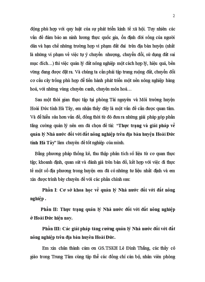 image for page Thực trạng và giải pháp về quản lý Nhà nước đối với đất nông nghiệp trên địa bàn huyện Hoài Đức tỉnh Hà Tây