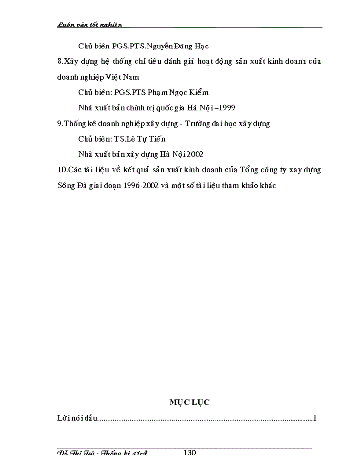 image for page Nghiên cứu hệ thống chỉ tiêu kết quả sản xuất kinh doanh của Tổng công ty  xây dựng Sông Đà giai đoạn 1996-2002 và dự đoán giai đoạn 2003-2004