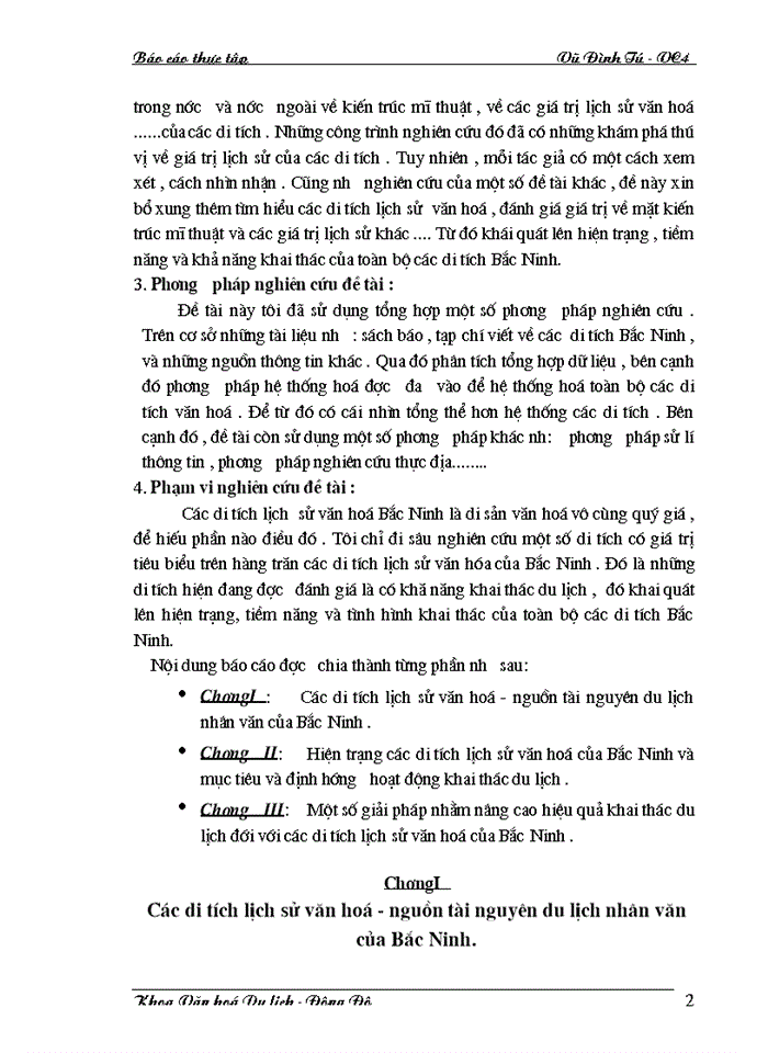 image for page Một số giải pháp nhằm nâng cao hiệu quả khai thác du lịch đới với các di tích lịch sử văn hoá của Bắc Ninh