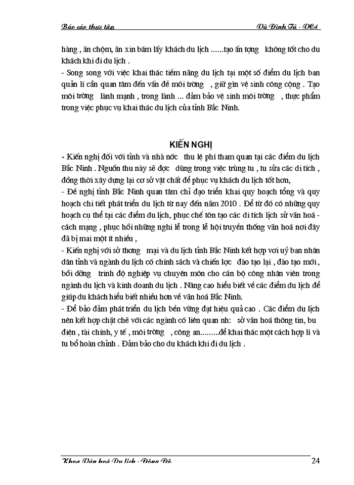 image for page Một số giải pháp nhằm nâng cao hiệu quả khai thác du lịch đới với các di tích lịch sử văn hoá của Bắc Ninh