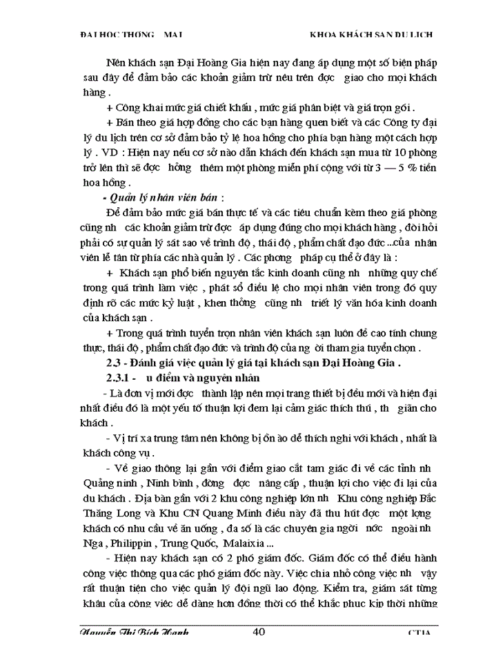 image for page Một số giải pháp nhằm hoàn thiện công tác quản lý giá sản phẩm dịch vụ lưu trú tại khách sạn