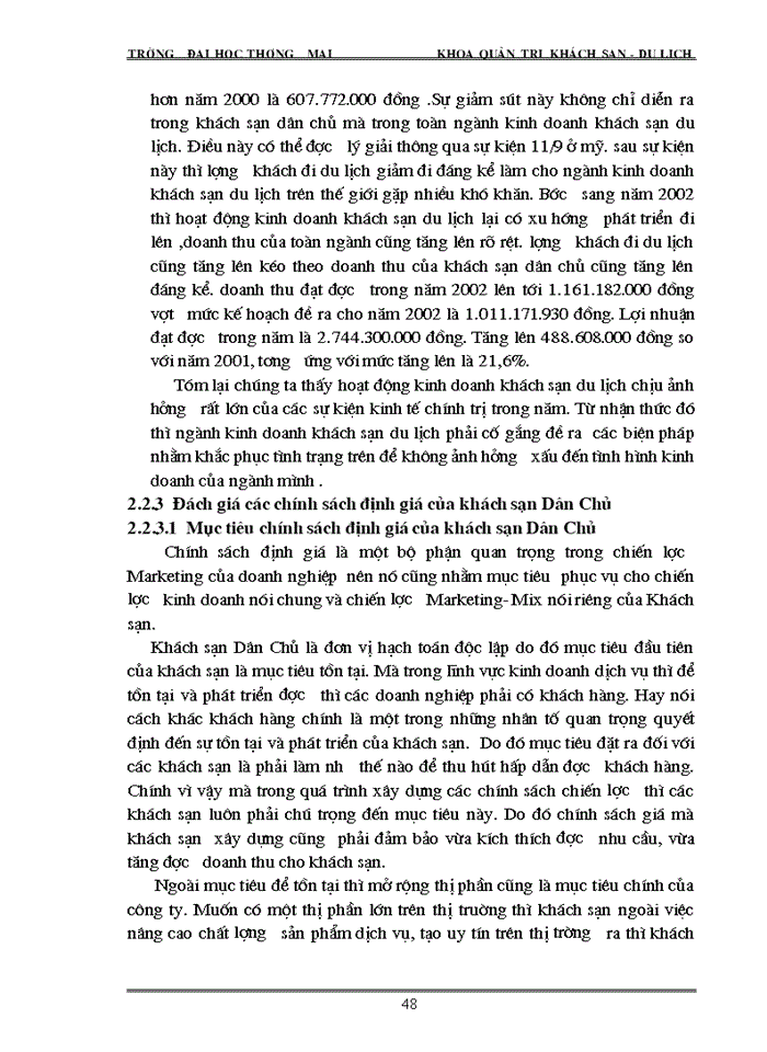 image for page Hoàn thiện chính sách giá nhằm thu hút khách đến khách sạn Dân Chủ Hà Nội