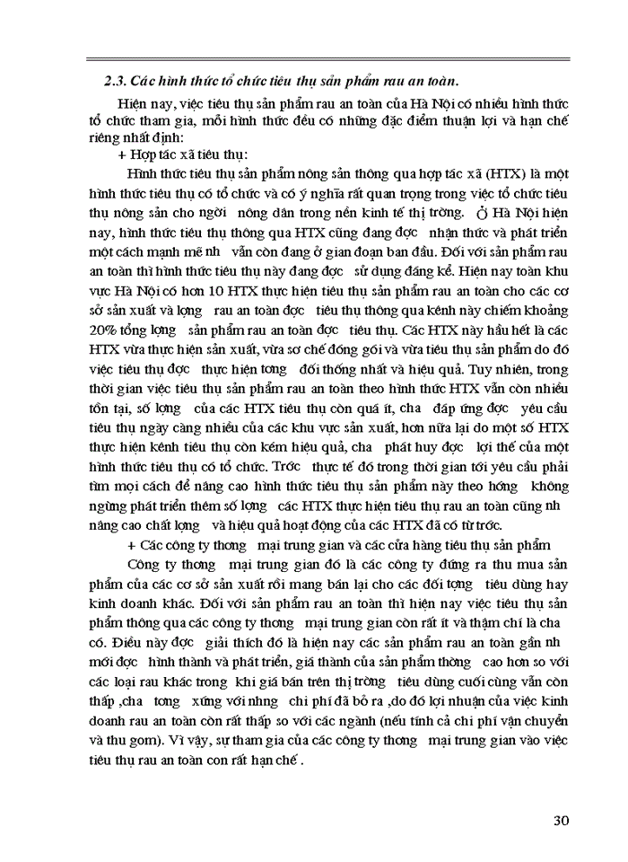 image for page Thực trạng tổ chức tiêu thụ rau an toàn trên địa bàn Hà Nội