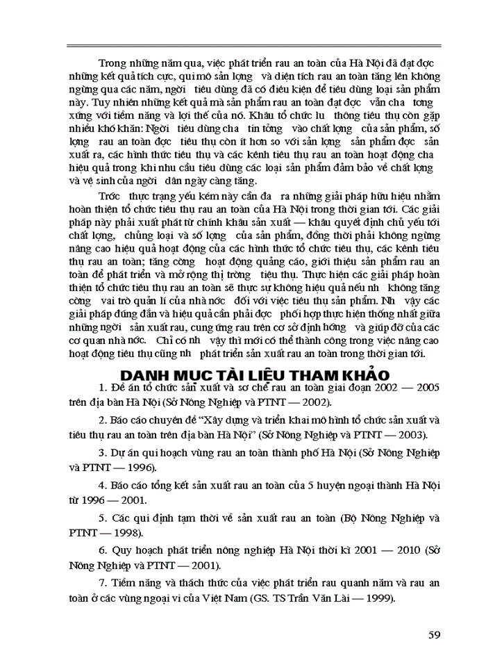 image for page Thực trạng tổ chức tiêu thụ rau an toàn trên địa bàn Hà Nội