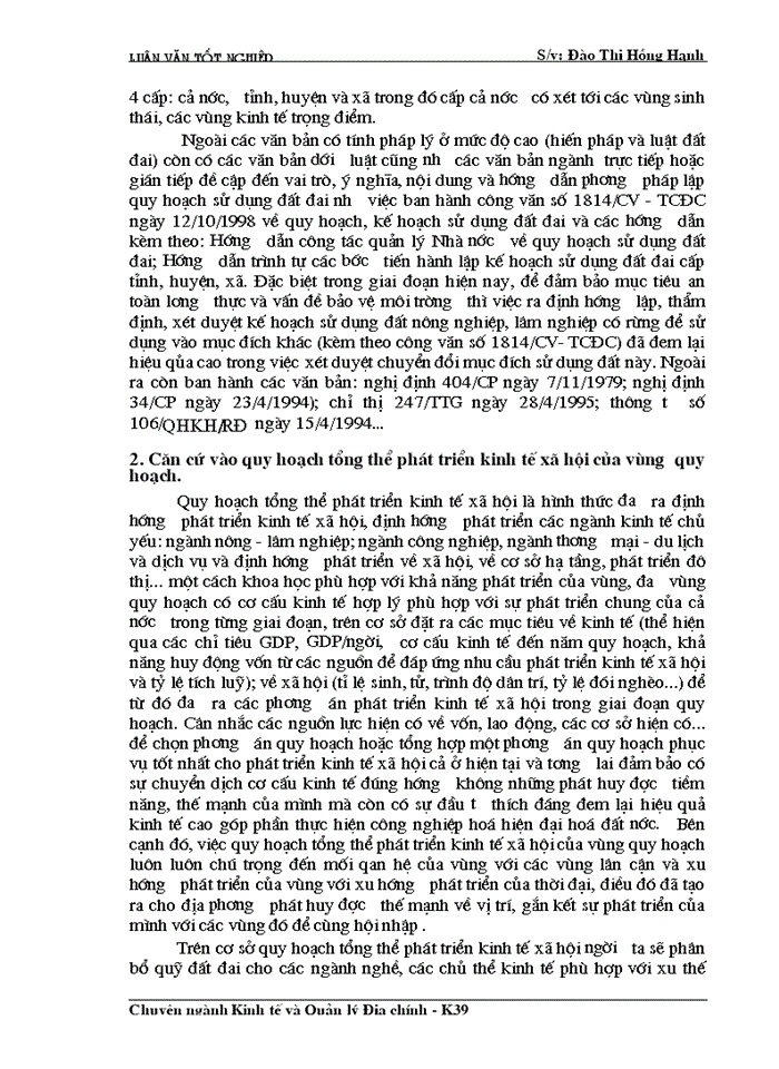 image for page Cơ sở khoa học của quy hoạch sử dụng đất đai huyện Lộc Bình- Tỉnh Lạng Sơn thời kỳ 2000- 2010