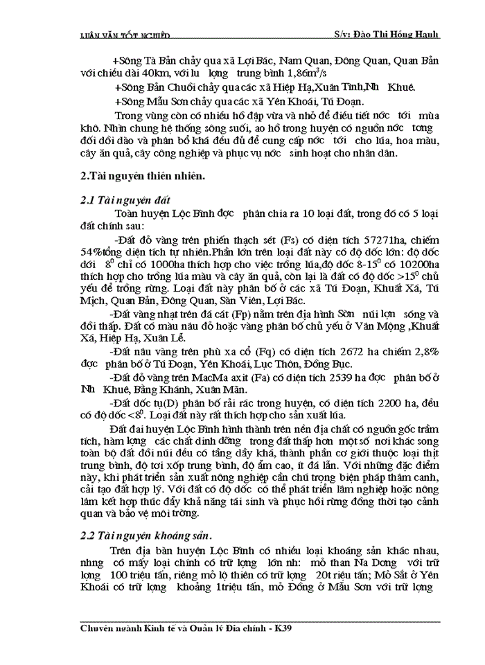 image for page Cơ sở khoa học của quy hoạch sử dụng đất đai huyện Lộc Bình- Tỉnh Lạng Sơn thời kỳ 2000- 2010