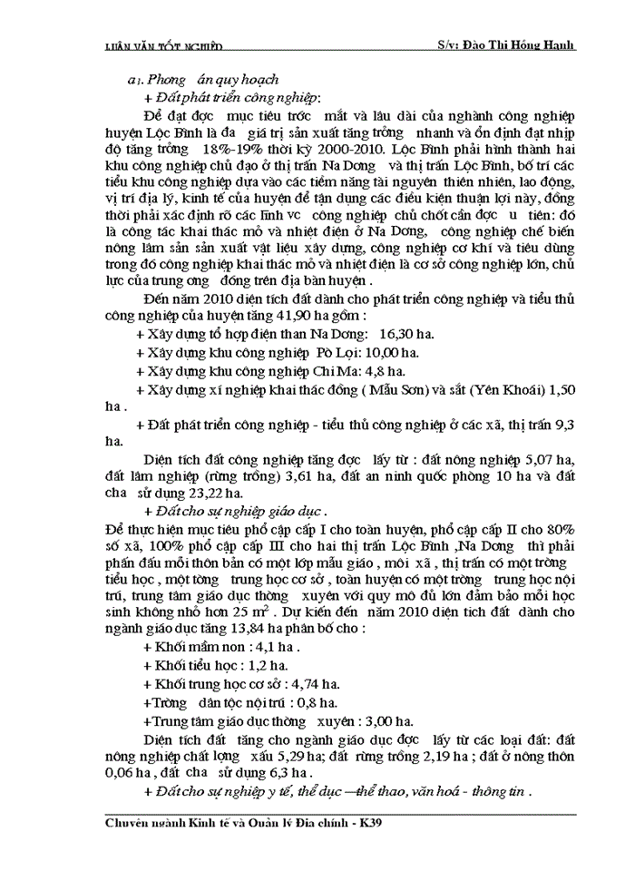 image for page Cơ sở khoa học của quy hoạch sử dụng đất đai huyện Lộc Bình- Tỉnh Lạng Sơn thời kỳ 2000- 2010