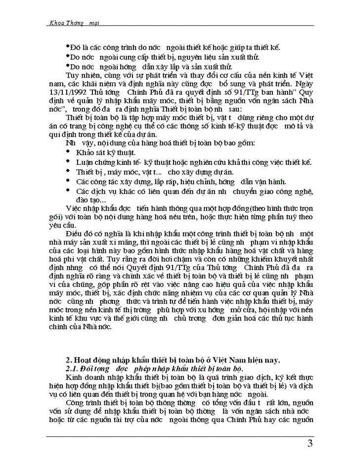 Giải pháp hoàn thiện qui trình nhập khẩu thiết bị toàn bộ ở Công ty XNK thiết bị toàn bộ và kỹ thuật