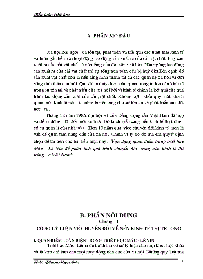 image for page Vận dụng quan điểm trong triết học Mác - Lê Nin để phân tích quá trình chuyển đổi  sang nền kinh tế thị trường ở Việt Nam