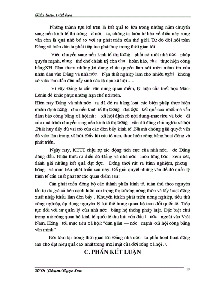image for page Vận dụng quan điểm trong triết học Mác - Lê Nin để phân tích quá trình chuyển đổi  sang nền kinh tế thị trường ở Việt Nam