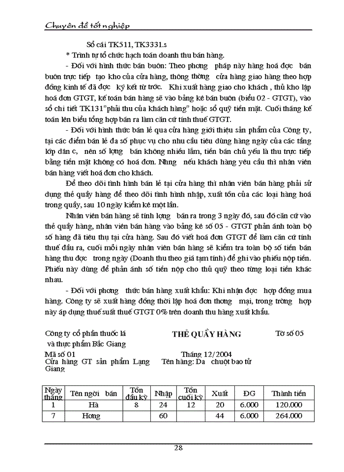 image for page Tổ chức kế toán bán hàng và xác định kết quả bán hàng ở công ty cổ phần thuốc lá và chế biến thực phẩm Bắc Giang
