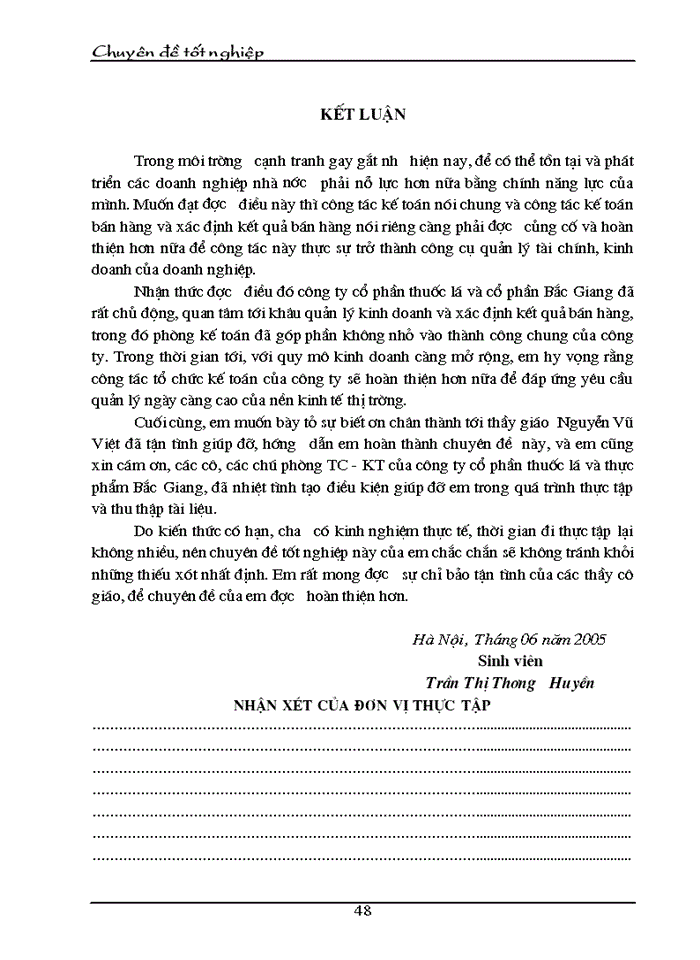 image for page Tổ chức kế toán bán hàng và xác định kết quả bán hàng ở công ty cổ phần thuốc lá và chế biến thực phẩm Bắc Giang