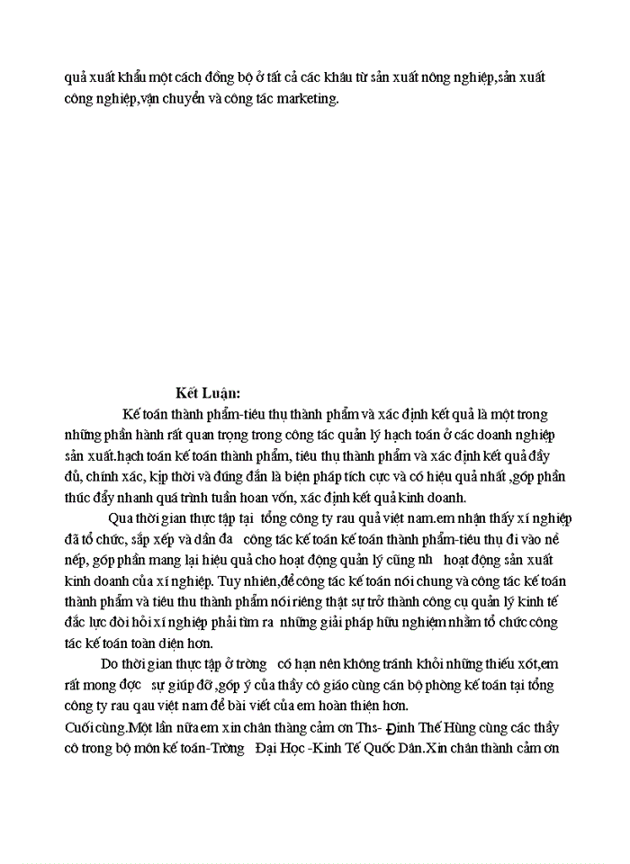 image for page Tổ chức hạch toán thành phẩm, tiêu thụ thành phẩm ở công ty rau quả việt nam