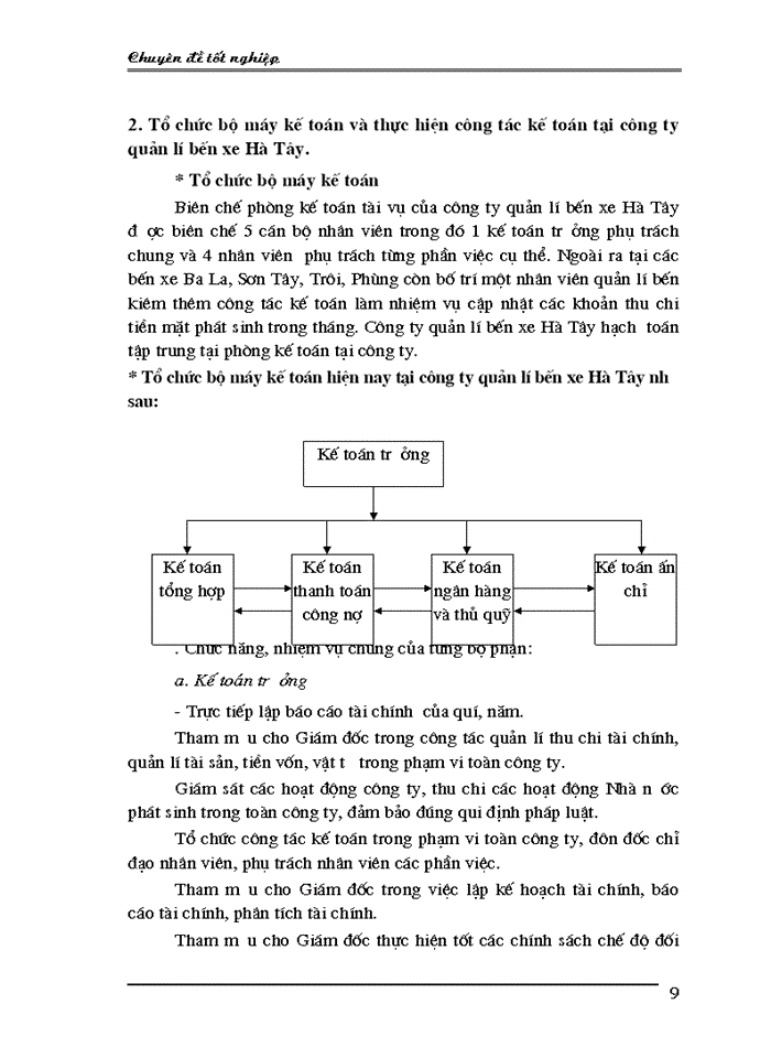 image for page Thực trạng công tác kế toán vốn bằng tiền và các khoản phảI thanh toán tai công ty quản lý bến xe Hà Tây