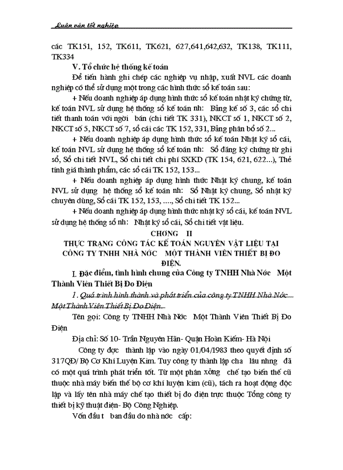 image for page Hoàn thiện công tác kế toán nguyên vật liệu tại công ty TNHH Nhà Nước Một Thành Viên Thiết Bị Đo Điện