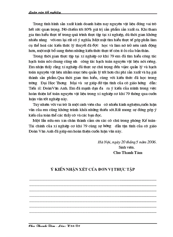 image for page Vận dụng chuẩn mực kế toán để hoàn thiện phương pháp kế toán nguyên vật liệu tại Xí nghiệp Cơ khí  Z79