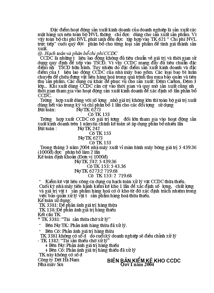 image for page Công tác kế toán của Nhà máy – Công ty Dệt Hà Nam