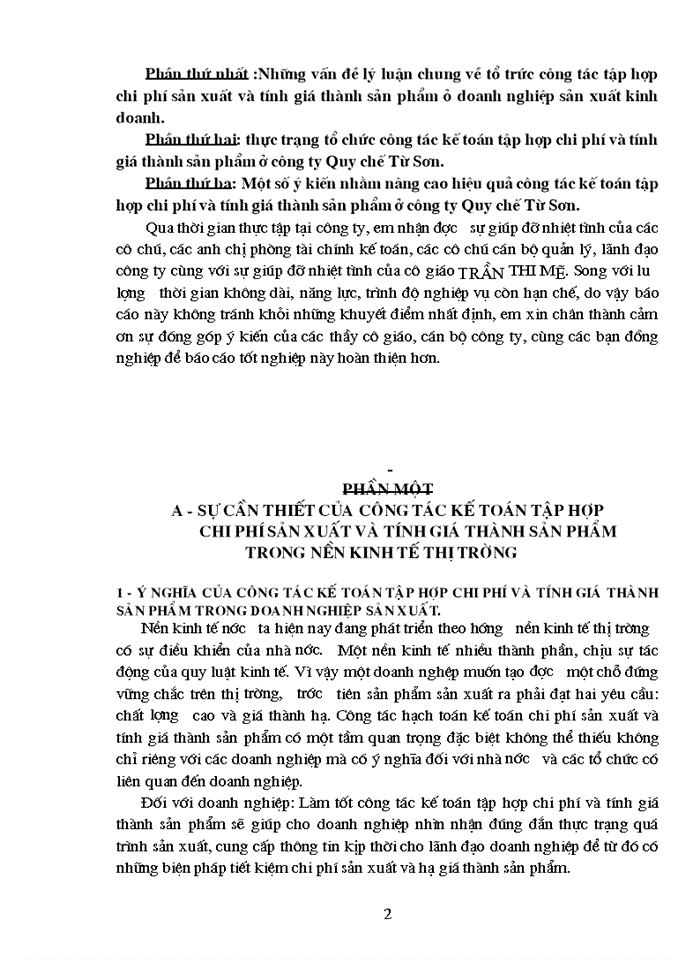 Kế toán tập hợp chi phí sản xuất và tính giá thành sản phẩm của công ty quy chế Từ Sơn