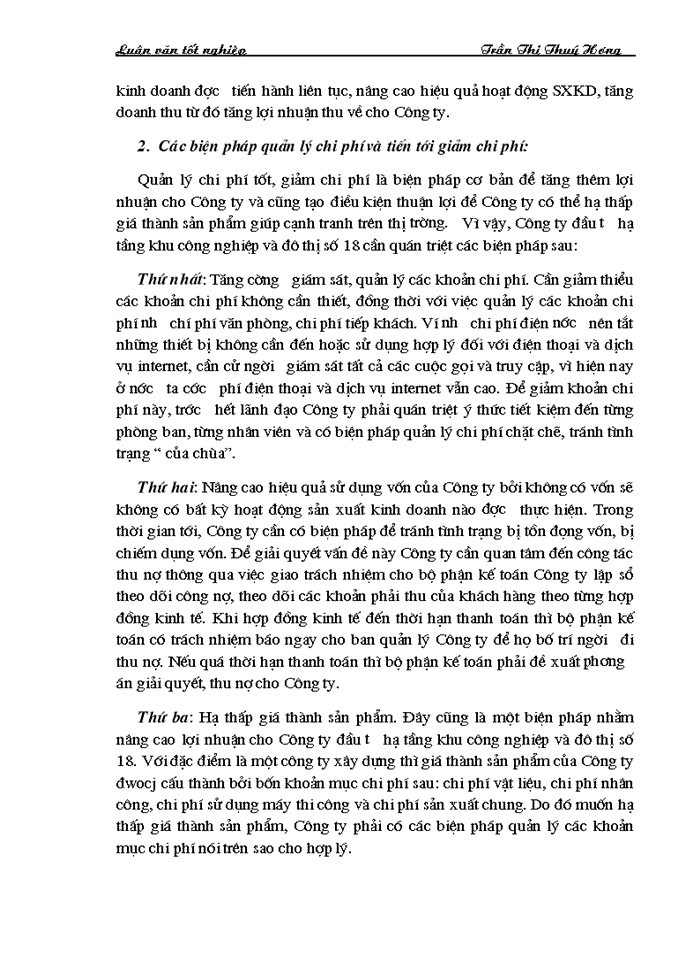 image for page Một số giải pháp nâng cao lợi nhuận tại công ty đầu tư hạ tầng khu công nghiệp và đô thị số 18