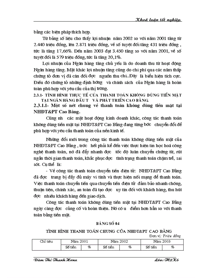 image for page Một số vấn đề về Thanh toán không dùng tiền mặt tại NHĐT&PT Cao Bằng - Thực trạng và giải pháp