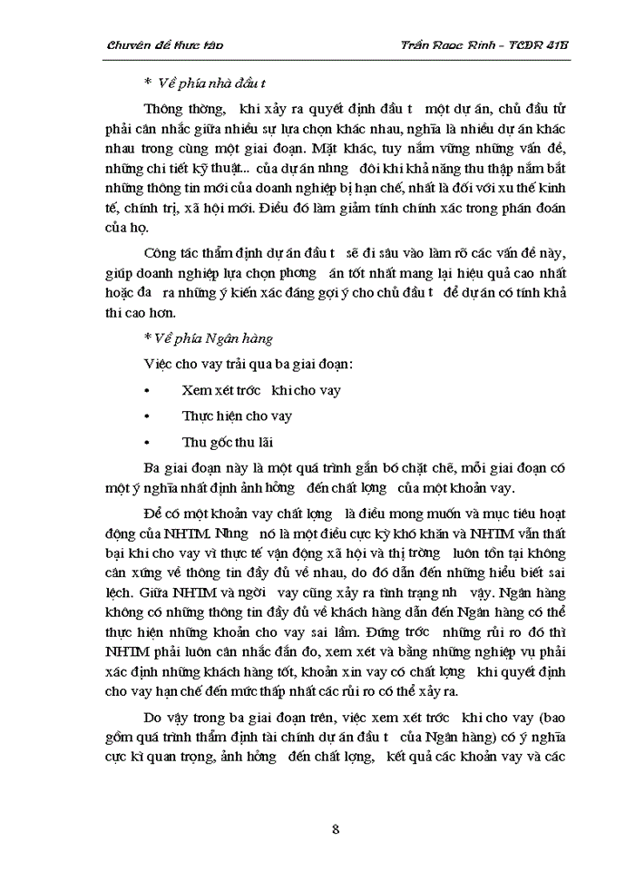 image for page Thẩm định dự án đầu tư của NHTM