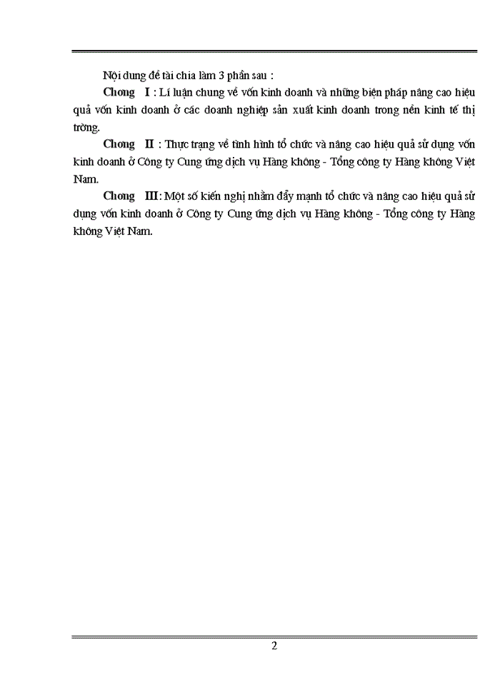 Thực trạng về tình hình tổ chức và nâng cao hiệu quả sử dụng vốn kinh doanh ở Công ty Cung ứng dịch vụ Hàng không - Tổng công ty Hàng không Việt Nam