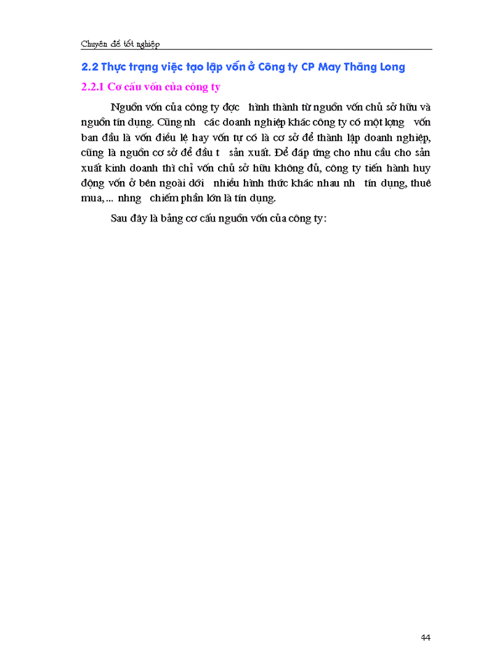 image for page Giải pháp chủ yếu tạo lập vốn cho hoạt động sản xuất kinh doanh ở Công ty cổ phần May Thăng Long