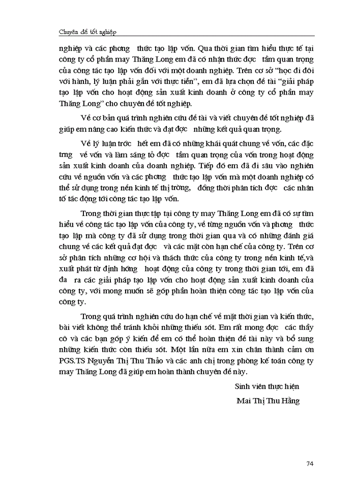 image for page Giải pháp chủ yếu tạo lập vốn cho hoạt động sản xuất kinh doanh ở Công ty cổ phần May Thăng Long