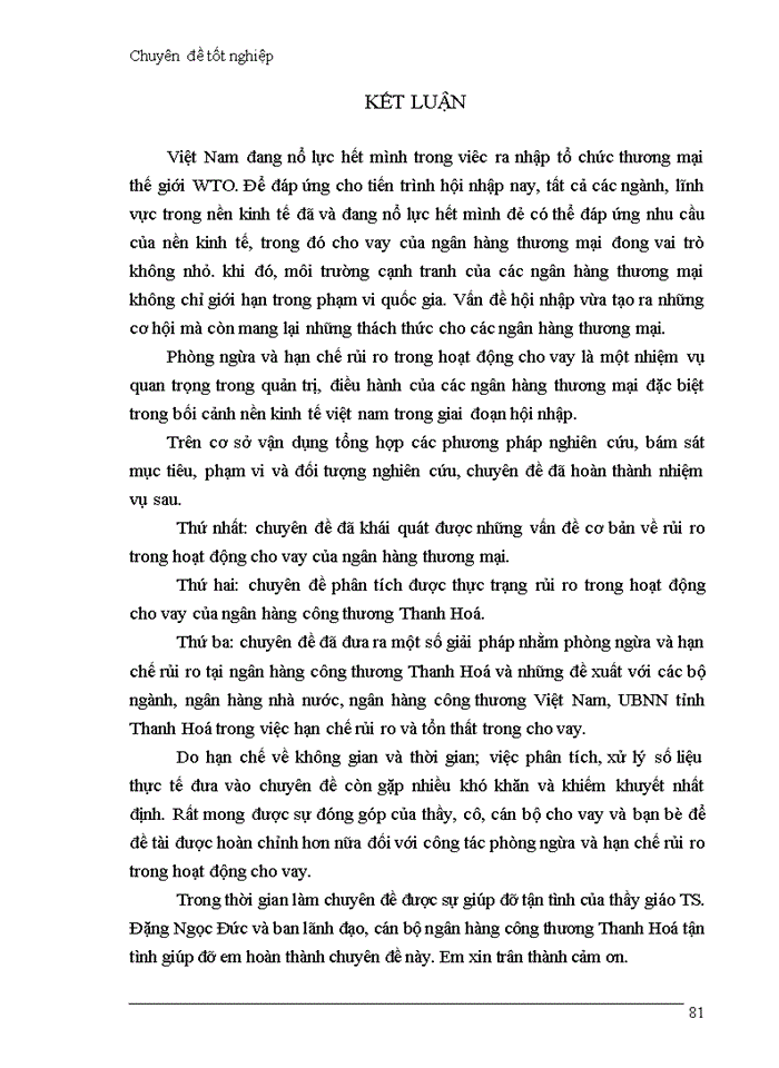 image for page Giải pháp hạn chế rủi ro trong hoạt động cho vay của ngân hàng công thương thanh hoá