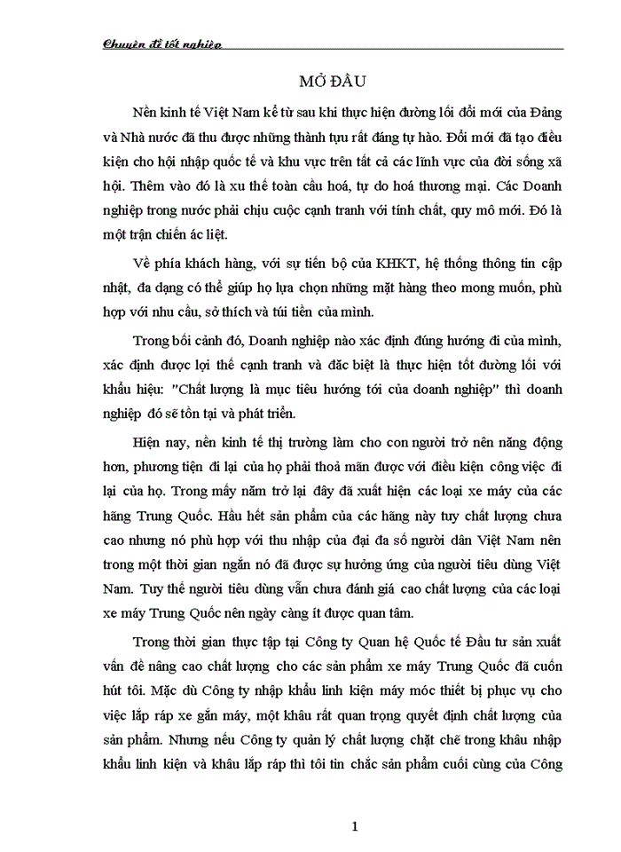 image for page Nghiờn cứu ỏp dụng hệ thống quản lý chất lượng trong việc nhập khẩu linh kiện và lắp ráp xe gắn máy của Công ty Quan hệ Quốc tế Đầu tư sản xuất